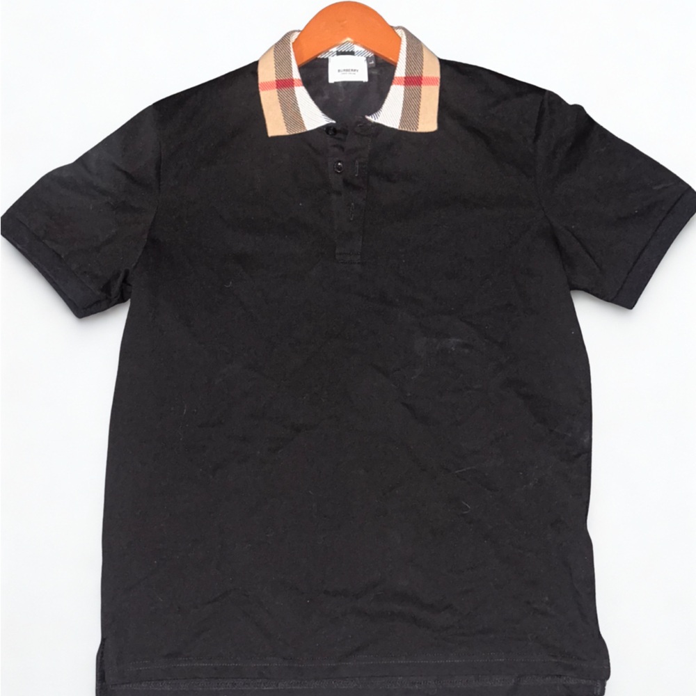 Burberry Black Polo with Checkered Collar